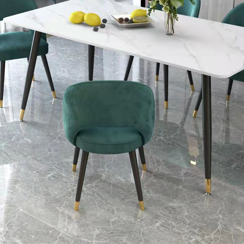 Sillas de comedor Nordic Glam, sillas laterales sin brazos con respaldo abierto para cocina con patas de metal