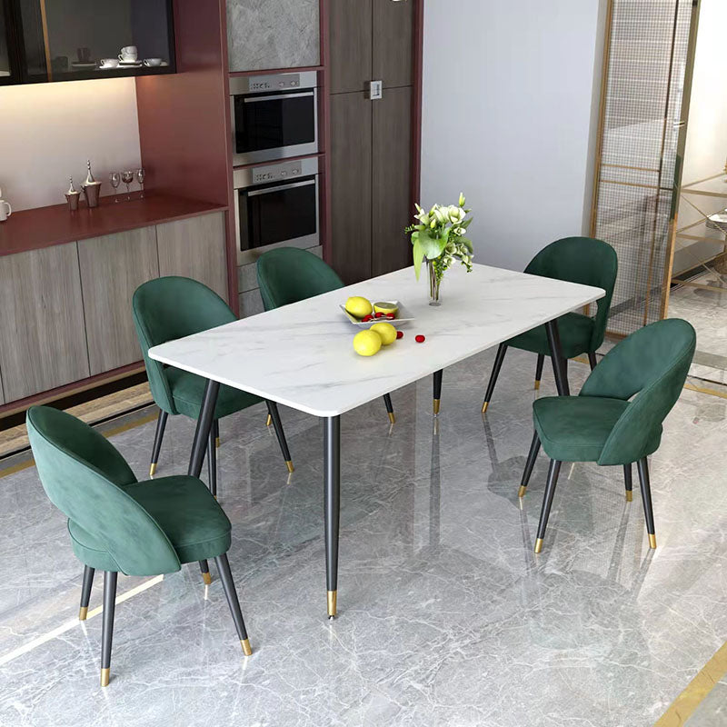 Sillas de comedor Nordic Glam, sillas laterales sin brazos con respaldo abierto para cocina con patas de metal