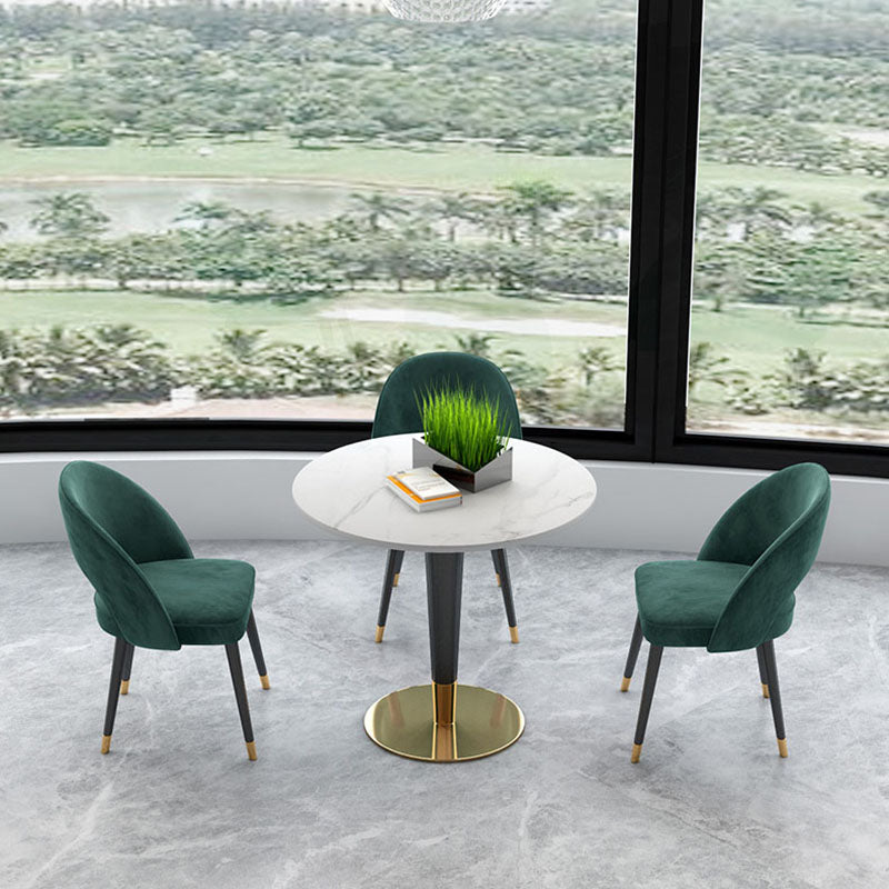 Sillas de comedor Nordic Glam, sillas laterales sin brazos con respaldo abierto para cocina con patas de metal