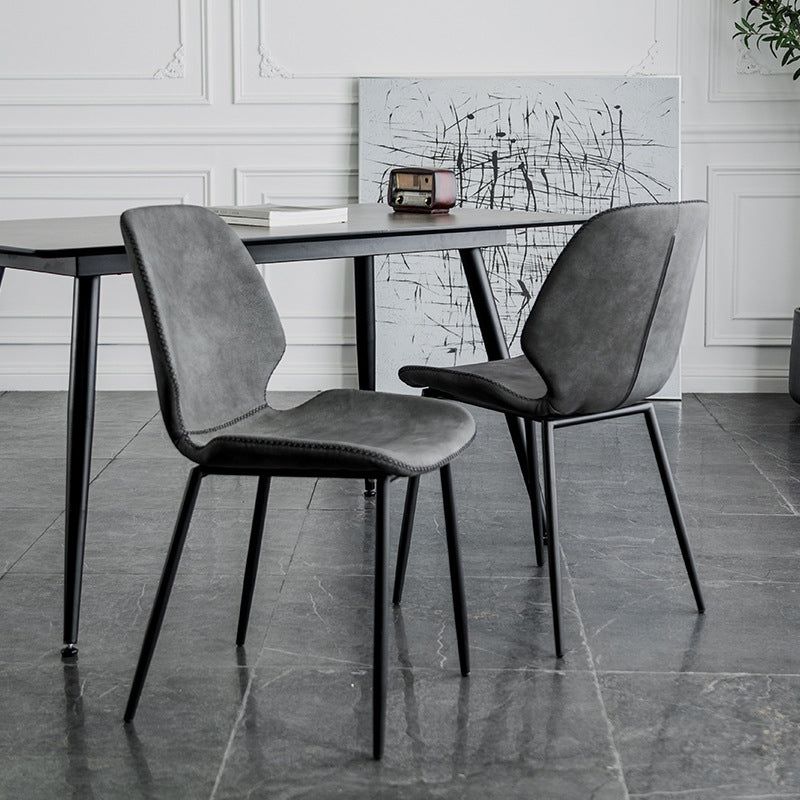 Silla lateral de comedor de metal moderno, respaldo sólido, silla sin brazos para uso en restaurantes