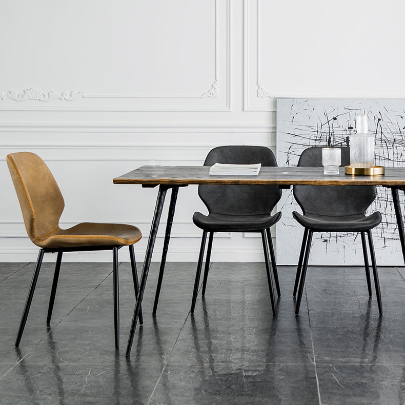 Silla lateral de comedor de metal moderno, respaldo sólido, silla sin brazos para uso en restaurantes