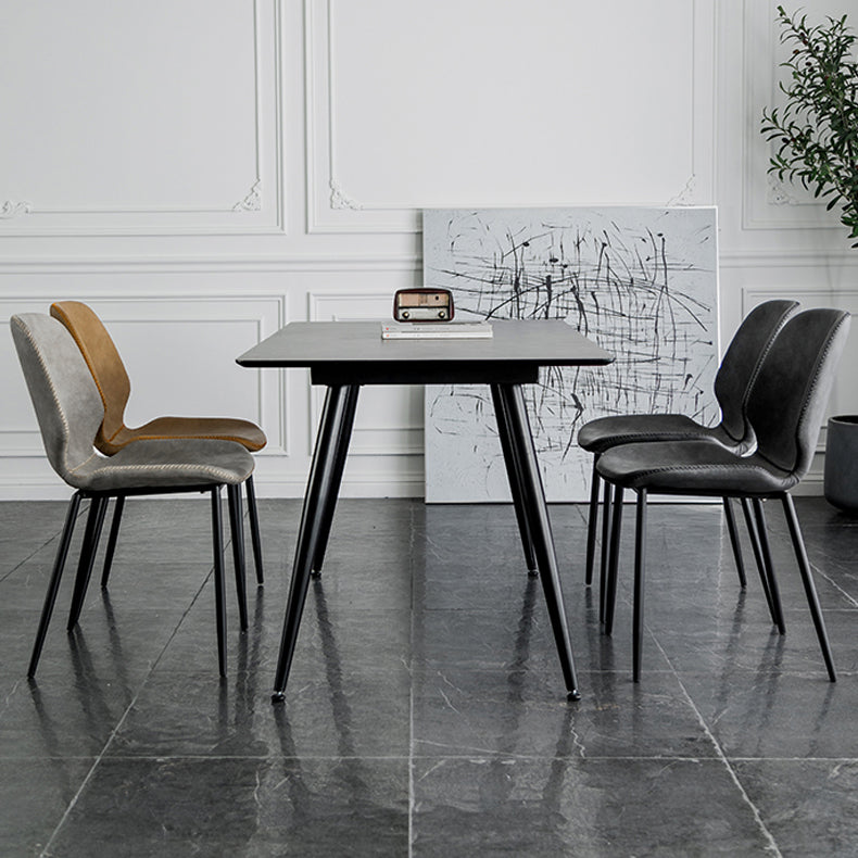 Silla lateral de comedor de metal moderno, respaldo sólido, silla sin brazos para uso en restaurantes