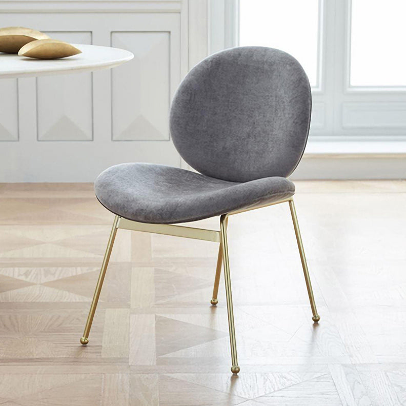 Sedia da pranzo in tessuto di lino dal design minimalista Sedie con schienale solido senza braccioli per la casa