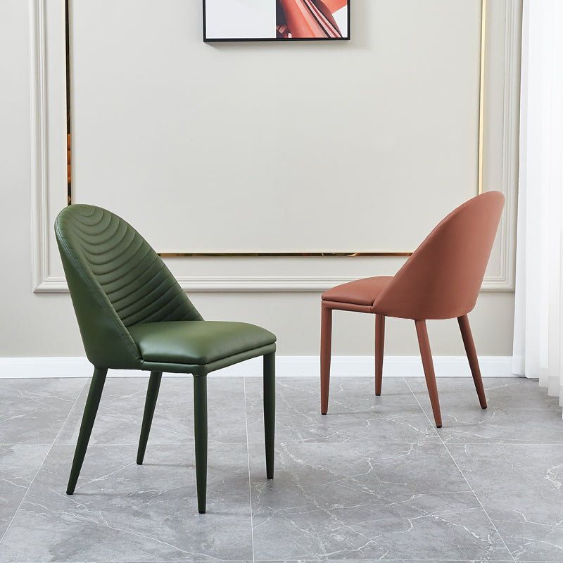 Sillas laterales sólidas sin brazos de diseño contemporáneo, sillas de comedor de cuero para el hogar
