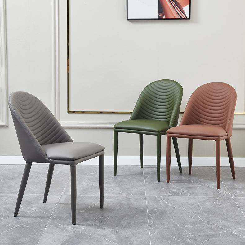 Sillas laterales sólidas sin brazos de diseño contemporáneo, sillas de comedor de cuero para el hogar