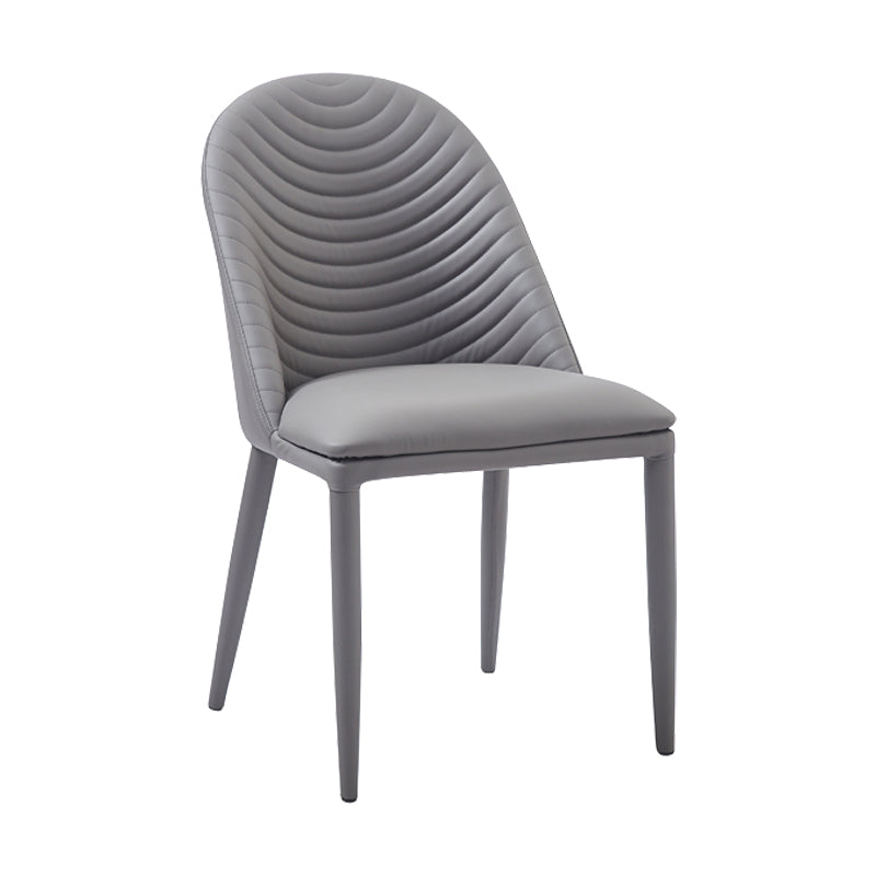 Sillas laterales sólidas sin brazos de diseño contemporáneo, sillas de comedor de cuero para el hogar