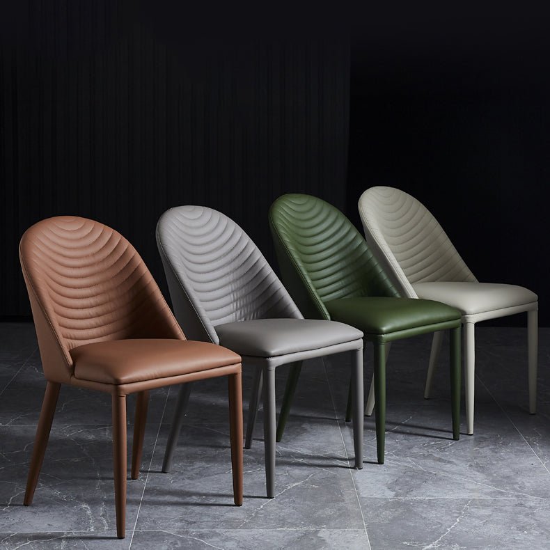 Sillas laterales sólidas sin brazos de diseño contemporáneo, sillas de comedor de cuero para el hogar