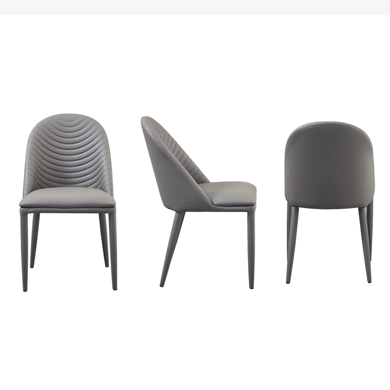 Sillas laterales sólidas sin brazos de diseño contemporáneo, sillas de comedor de cuero para el hogar