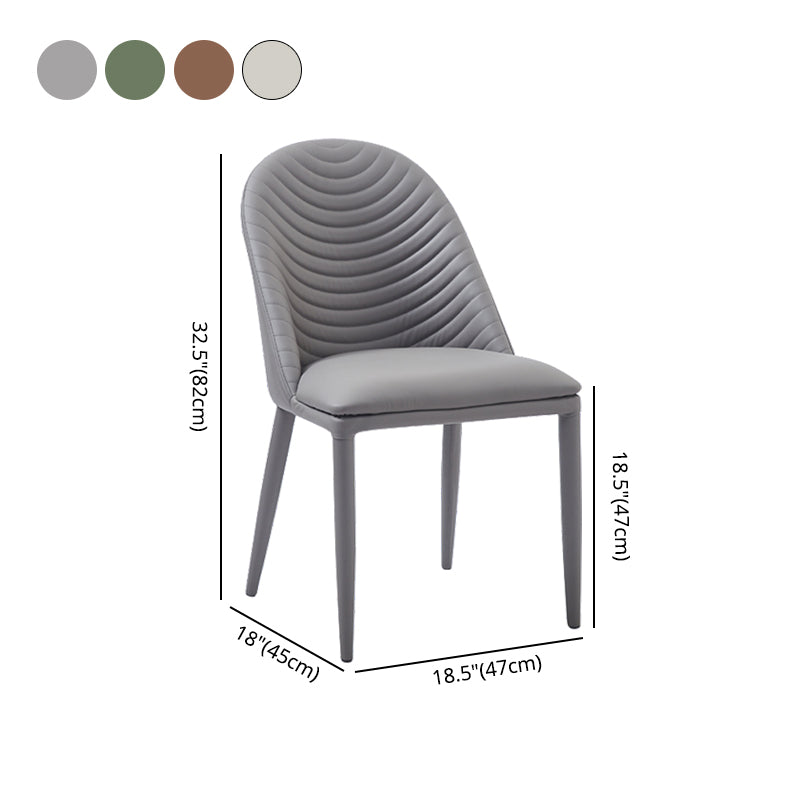 Sillas laterales sólidas sin brazos de diseño contemporáneo, sillas de comedor de cuero para el hogar