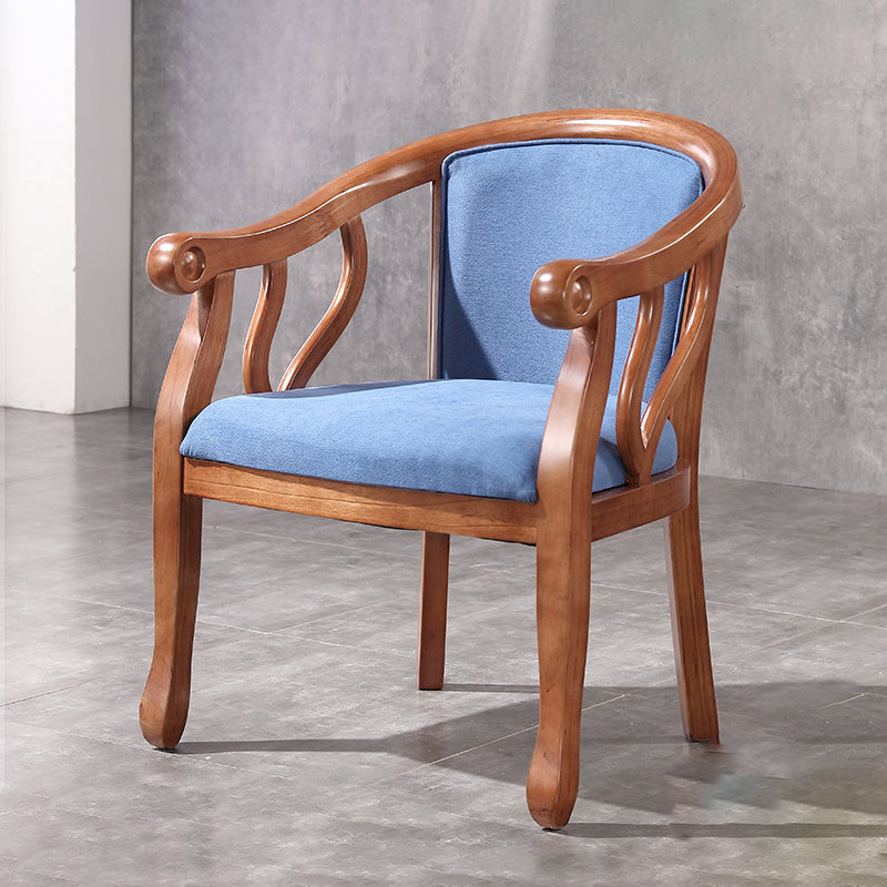 Silla de comedor de madera tradicional, silla de comedor de tela de lino para uso en restaurantes