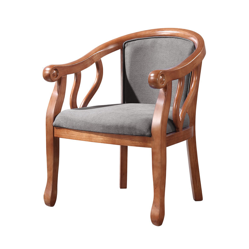 Silla de comedor de madera tradicional, silla de comedor de tela de lino para uso en restaurantes
