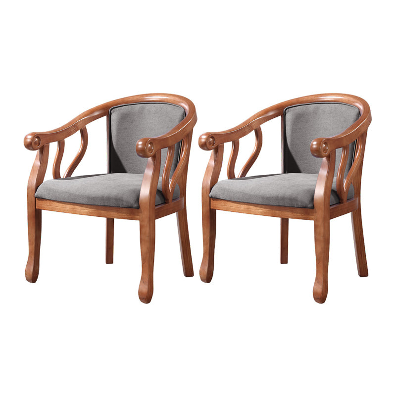 Silla de comedor de madera tradicional, silla de comedor de tela de lino para uso en restaurantes