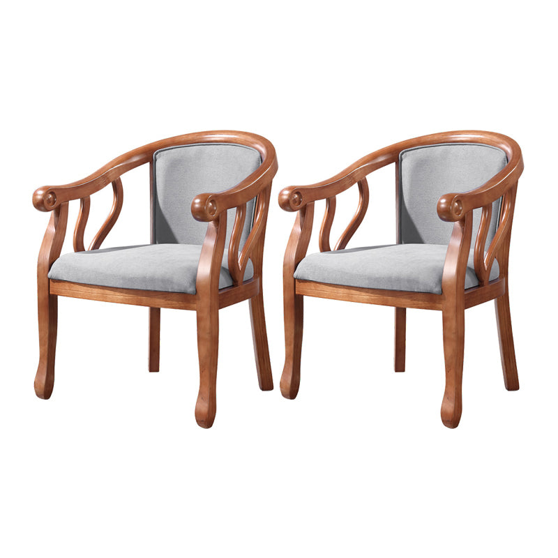 Silla de comedor de madera tradicional, silla de comedor de tela de lino para uso en restaurantes