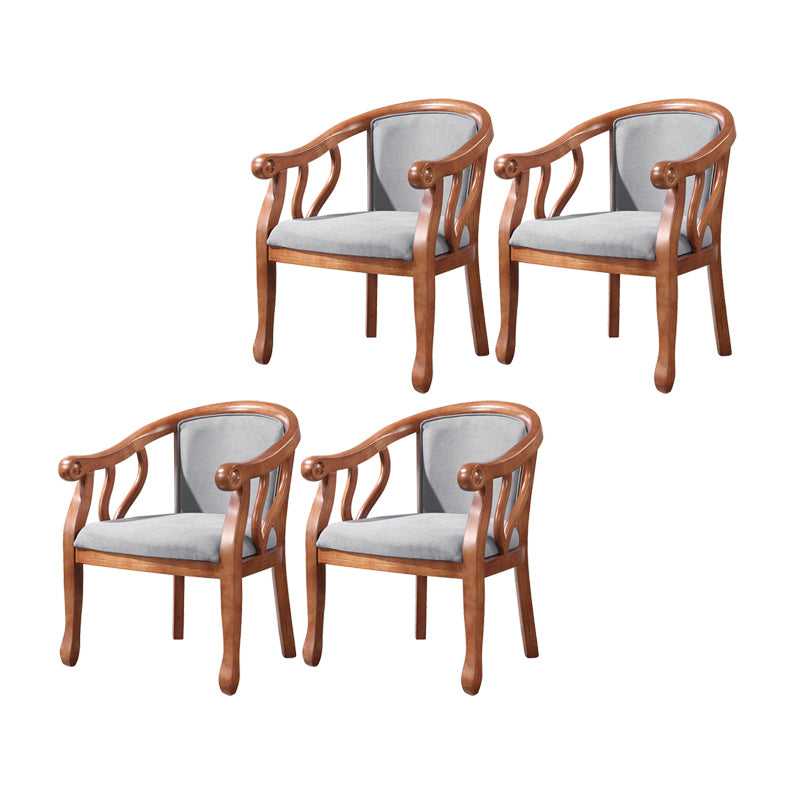 Silla de comedor de madera tradicional, silla de comedor de tela de lino para uso en restaurantes