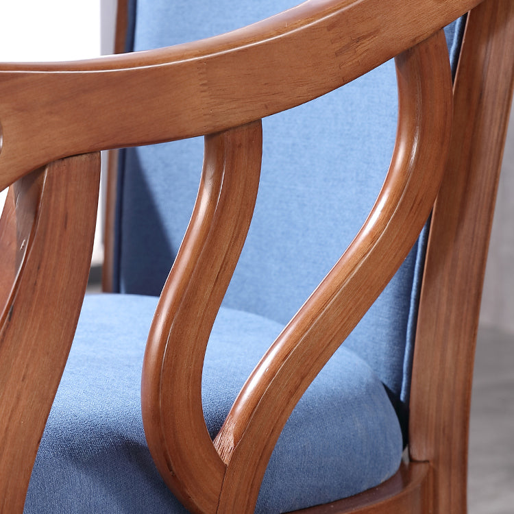 Silla de comedor de madera tradicional, silla de comedor de tela de lino para uso en restaurantes