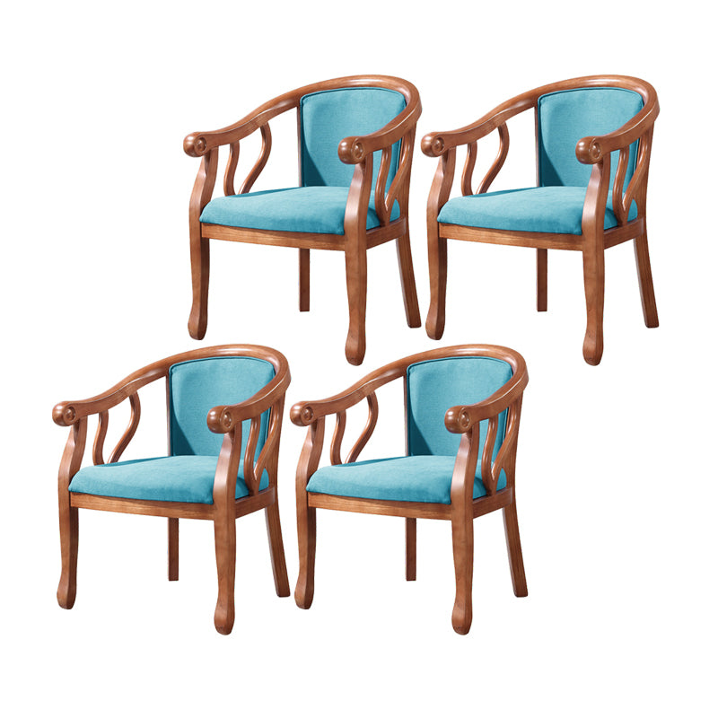 Silla de comedor de madera tradicional, silla de comedor de tela de lino para uso en restaurantes