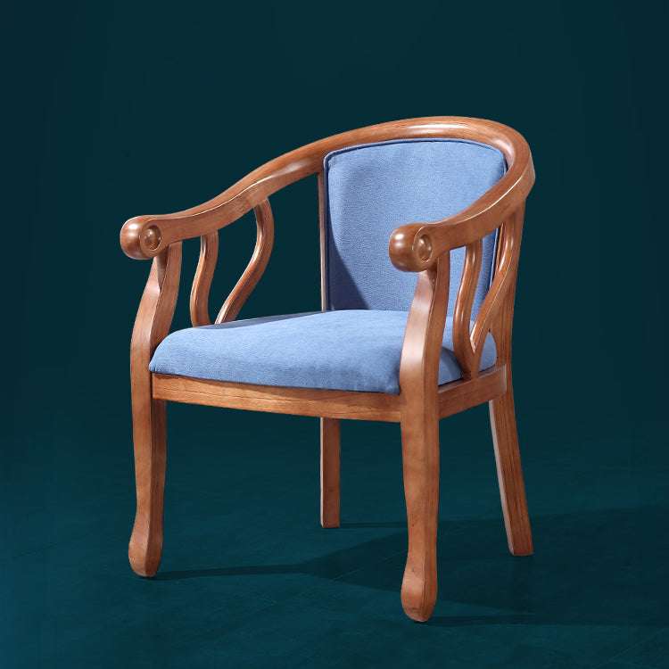 Silla de comedor de madera tradicional, silla de comedor de tela de lino para uso en restaurantes