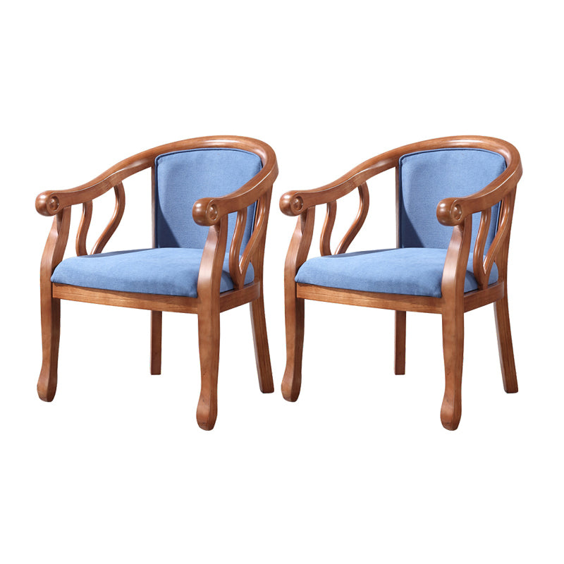 Silla de comedor de madera tradicional, silla de comedor de tela de lino para uso en restaurantes