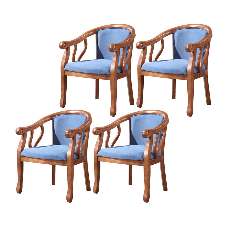 Silla de comedor de madera tradicional, silla de comedor de tela de lino para uso en restaurantes
