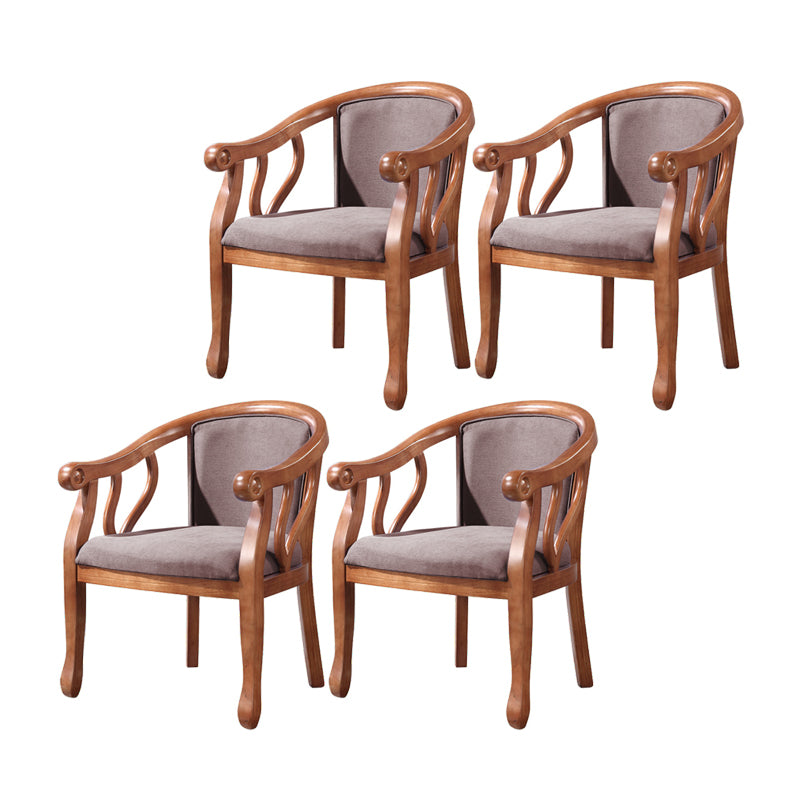 Silla de comedor de madera tradicional, silla de comedor de tela de lino para uso en restaurantes
