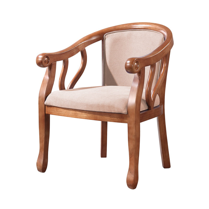 Silla de comedor de madera tradicional, silla de comedor de tela de lino para uso en restaurantes