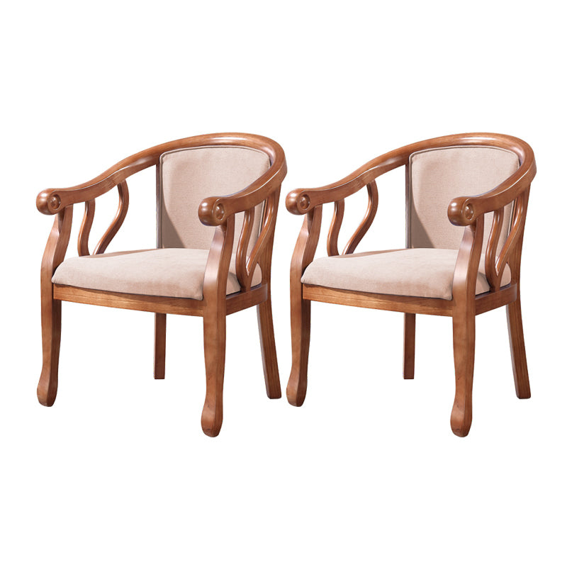 Silla de comedor de madera tradicional, silla de comedor de tela de lino para uso en restaurantes