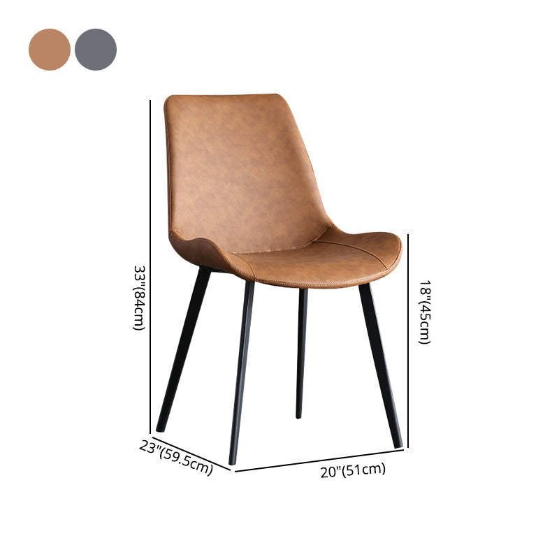 Silla lateral de cuero contemporánea para restaurante Silla de comedor con respaldo sólido
