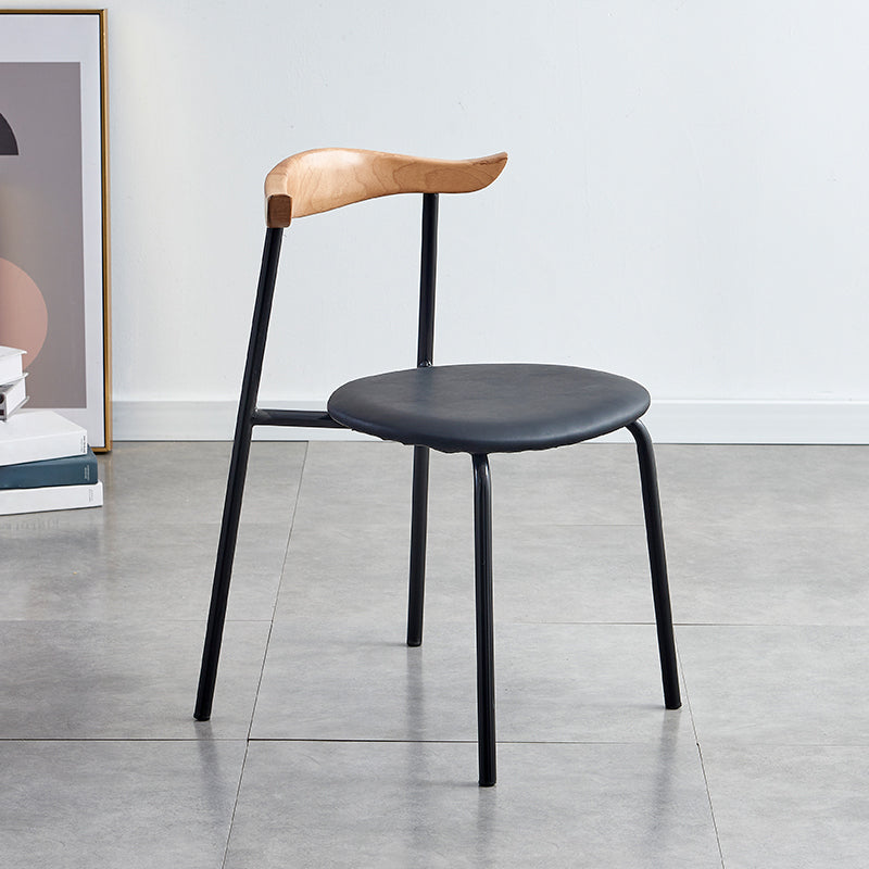 Sillas laterales de comedor con respaldo abierto de diseño contemporáneo, sillas de comedor de cuero para el hogar