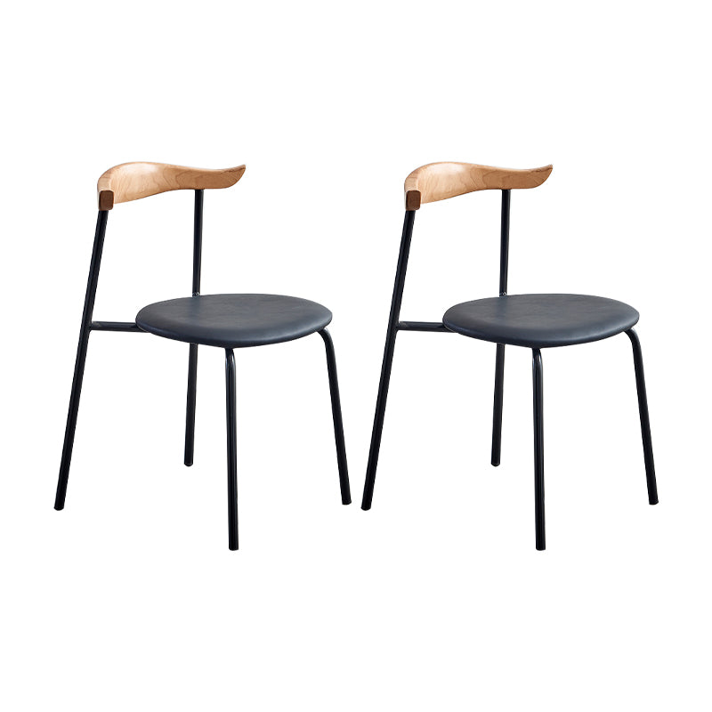 Sillas laterales de comedor con respaldo abierto de diseño contemporáneo, sillas de comedor de cuero para el hogar