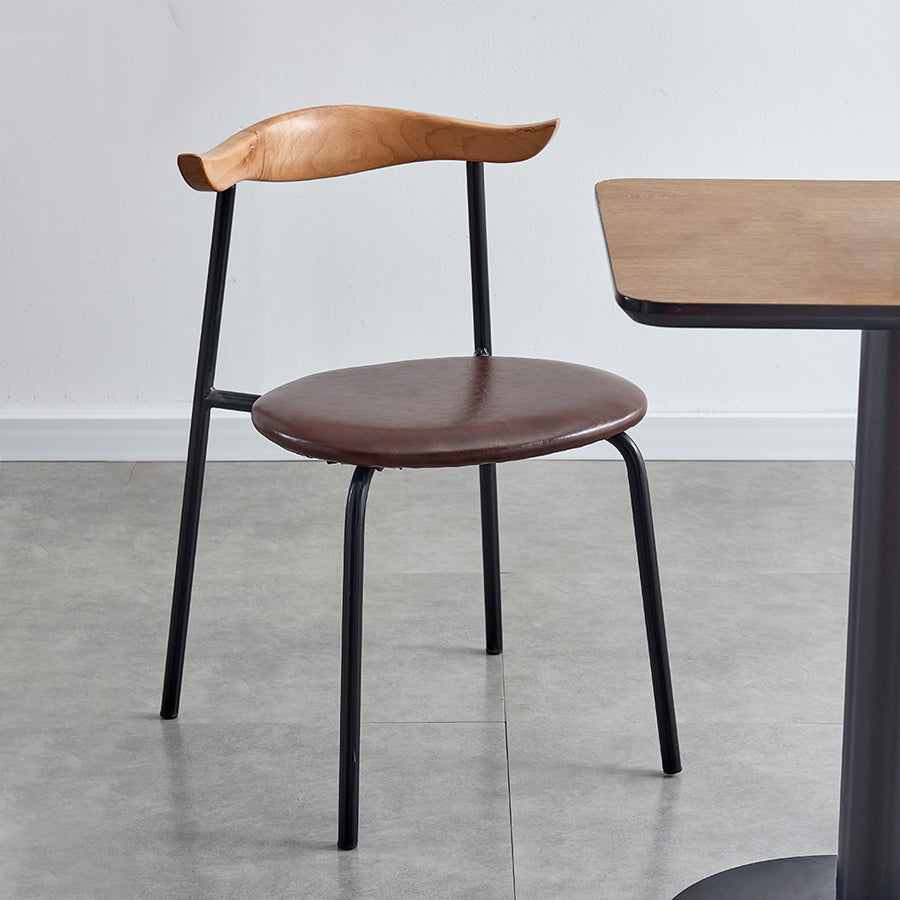 Sillas laterales de comedor con respaldo abierto de diseño contemporáneo, sillas de comedor de cuero para el hogar