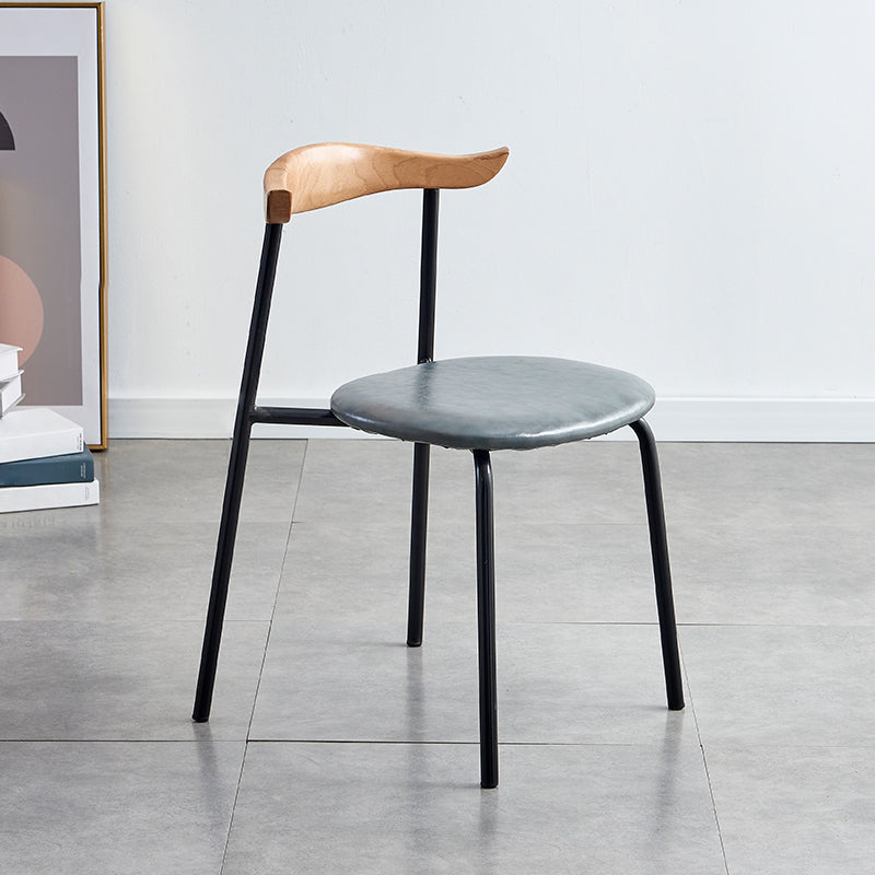 Sillas laterales de comedor con respaldo abierto de diseño contemporáneo, sillas de comedor de cuero para el hogar