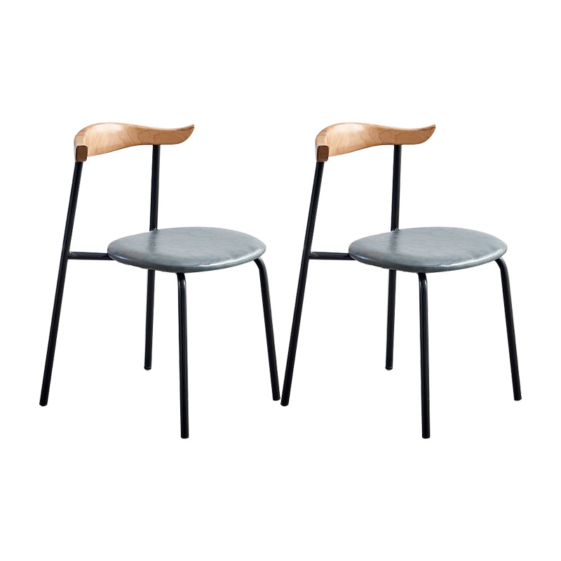 Sillas laterales de comedor con respaldo abierto de diseño contemporáneo, sillas de comedor de cuero para el hogar