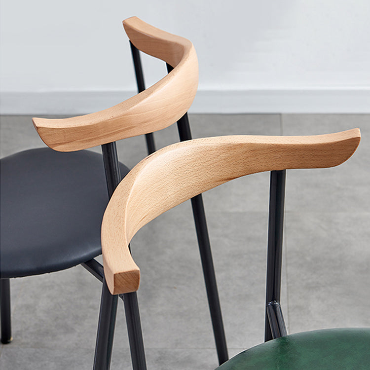 Sillas laterales de comedor con respaldo abierto de diseño contemporáneo, sillas de comedor de cuero para el hogar