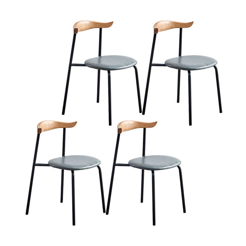 Sillas laterales de comedor con respaldo abierto de diseño contemporáneo, sillas de comedor de cuero para el hogar
