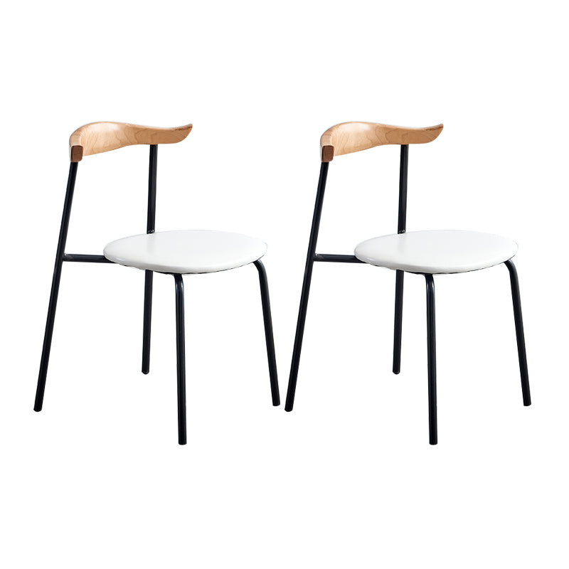 Sillas laterales de comedor con respaldo abierto de diseño contemporáneo, sillas de comedor de cuero para el hogar