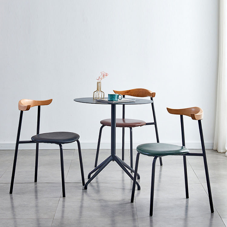 Sillas laterales de comedor con respaldo abierto de diseño contemporáneo, sillas de comedor de cuero para el hogar
