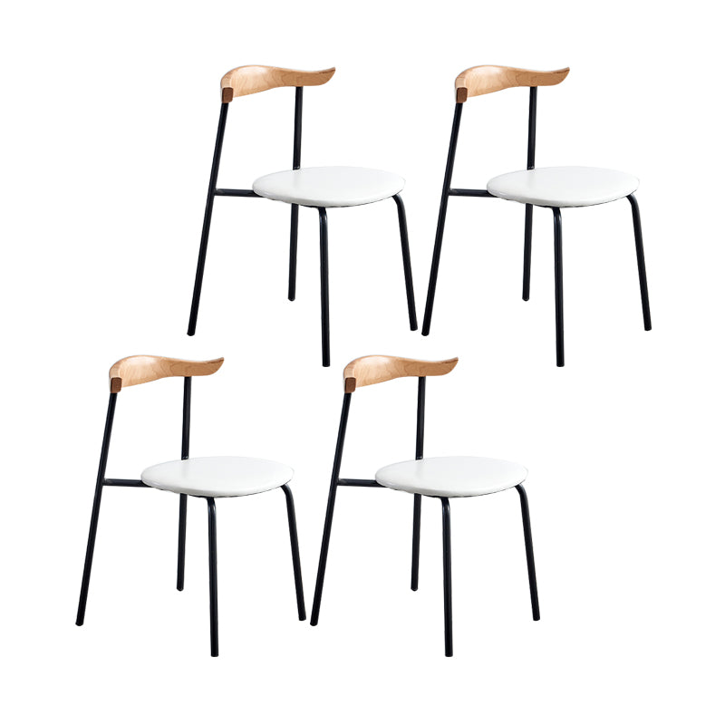 Sillas laterales de comedor con respaldo abierto de diseño contemporáneo, sillas de comedor de cuero para el hogar