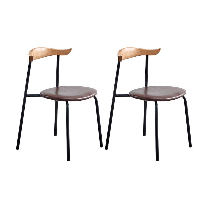 Sillas laterales de comedor con respaldo abierto de diseño contemporáneo, sillas de comedor de cuero para el hogar