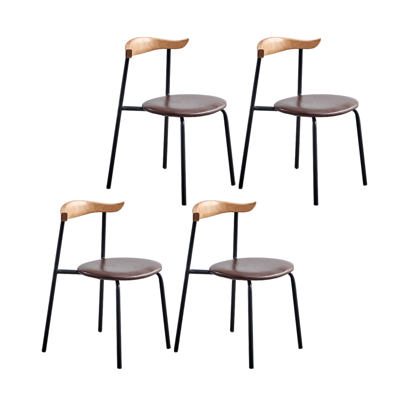 Sillas laterales de comedor con respaldo abierto de diseño contemporáneo, sillas de comedor de cuero para el hogar