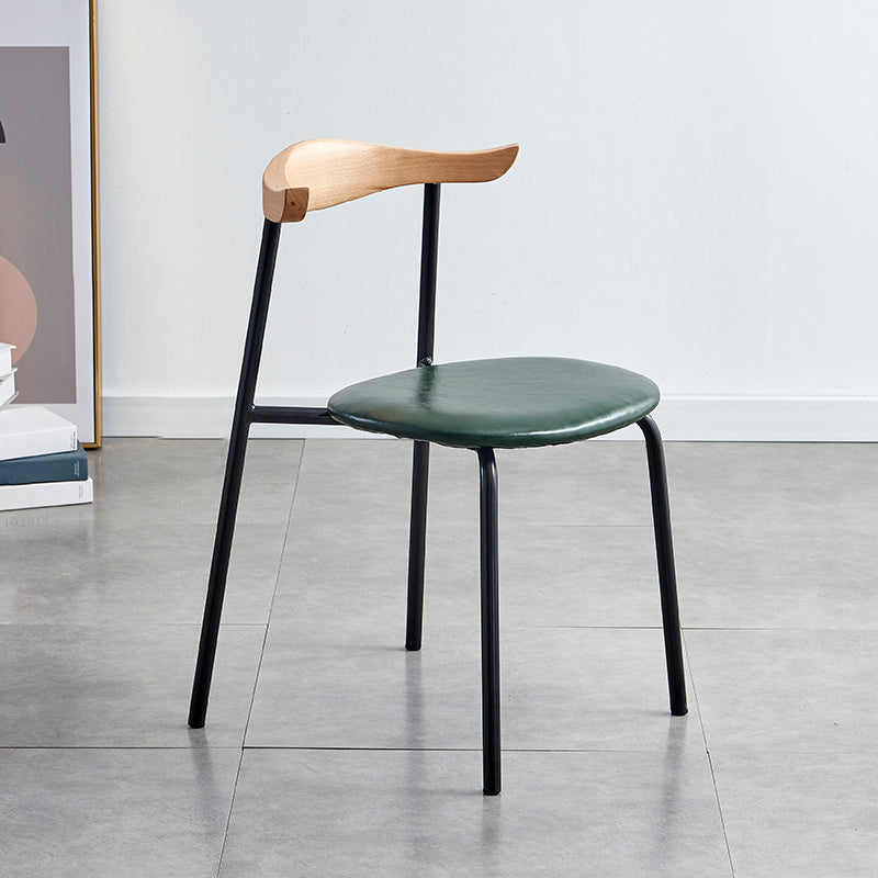 Sillas laterales de comedor con respaldo abierto de diseño contemporáneo, sillas de comedor de cuero para el hogar