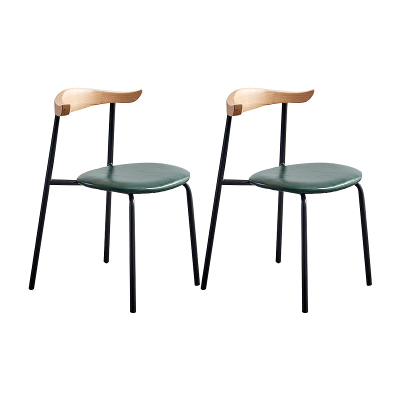 Sillas laterales de comedor con respaldo abierto de diseño contemporáneo, sillas de comedor de cuero para el hogar
