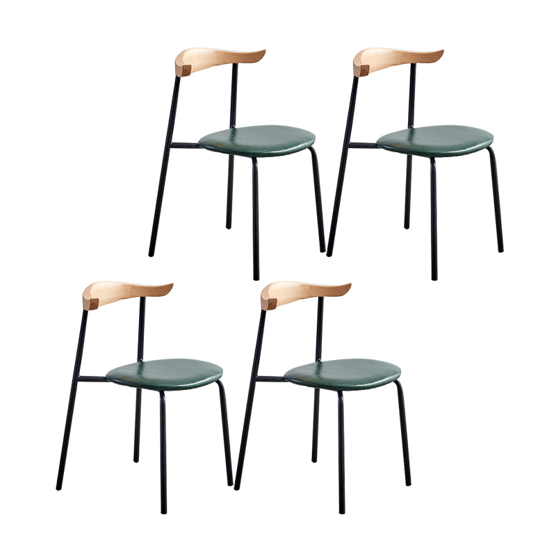 Sillas laterales de comedor con respaldo abierto de diseño contemporáneo, sillas de comedor de cuero para el hogar