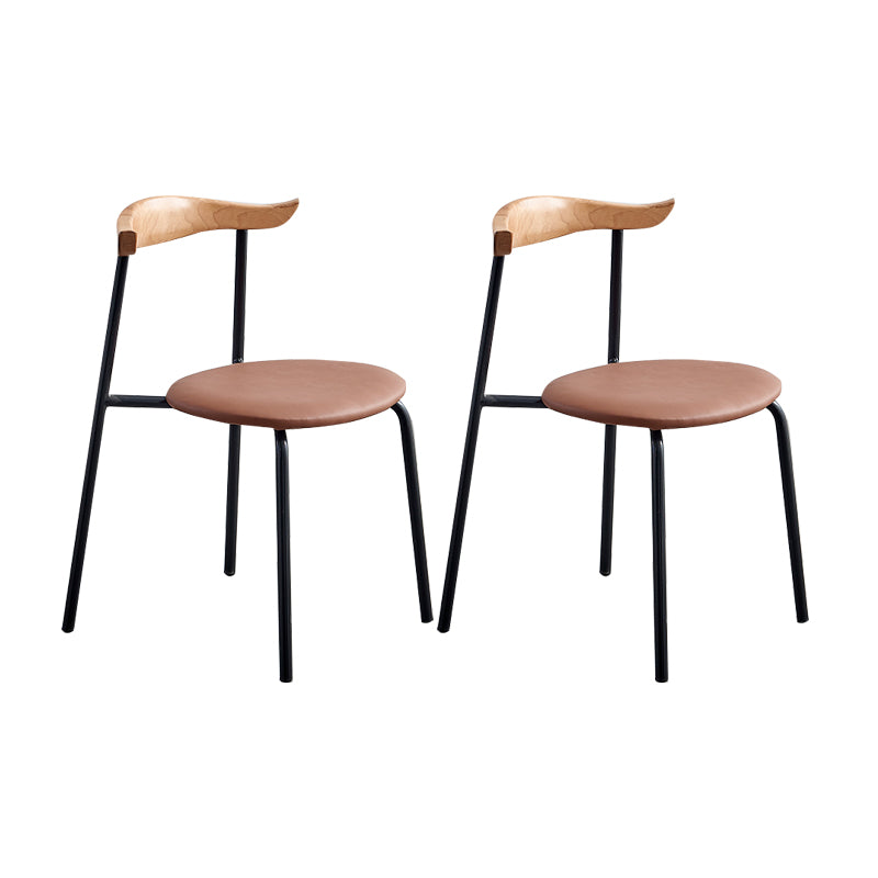 Sillas laterales de comedor con respaldo abierto de diseño contemporáneo, sillas de comedor de cuero para el hogar