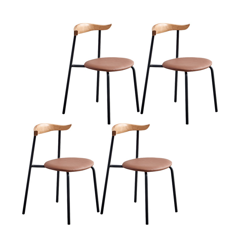 Sillas laterales de comedor con respaldo abierto de diseño contemporáneo, sillas de comedor de cuero para el hogar