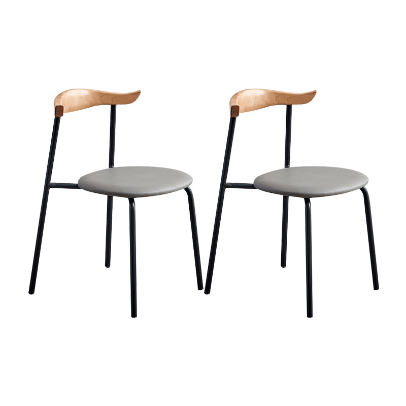 Sillas laterales de comedor con respaldo abierto de diseño contemporáneo, sillas de comedor de cuero para el hogar