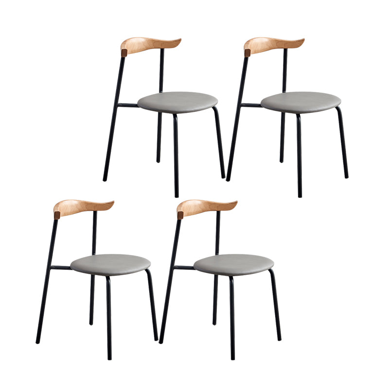 Sillas laterales de comedor con respaldo abierto de diseño contemporáneo, sillas de comedor de cuero para el hogar