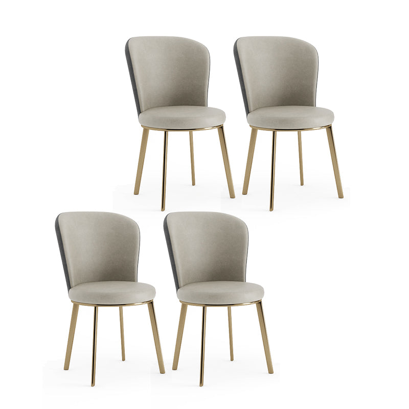 Silla de comedor de cuero Glam, sillas de comedor de metal sin brazos para uso doméstico