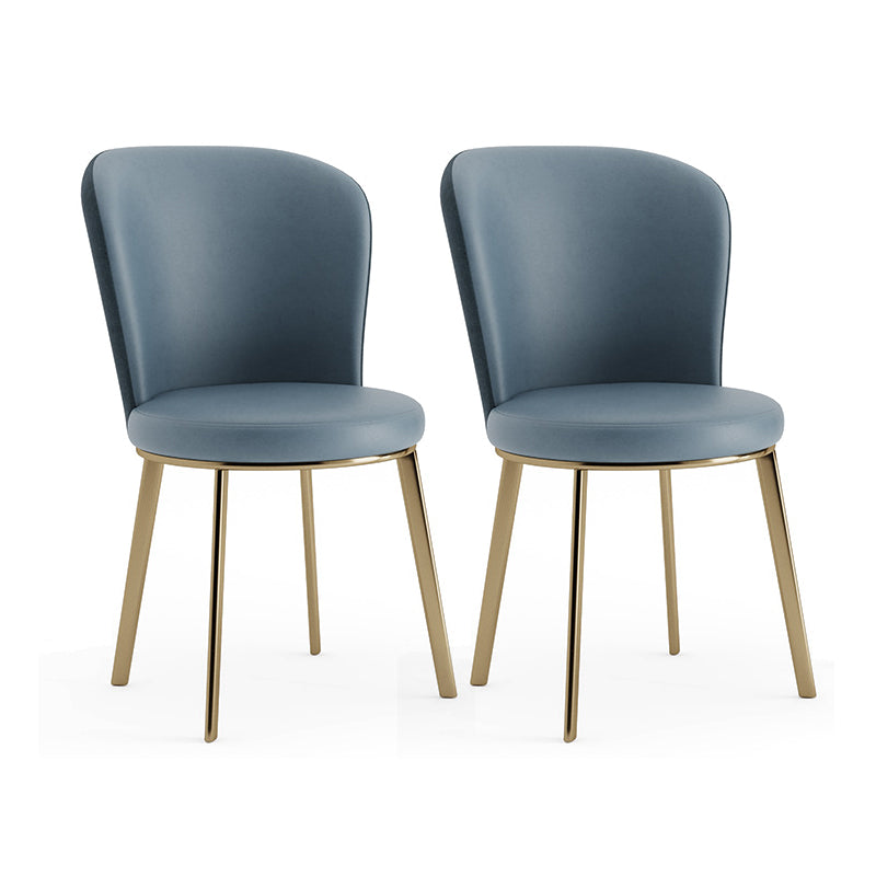 Silla de comedor de cuero Glam, sillas de comedor de metal sin brazos para uso doméstico