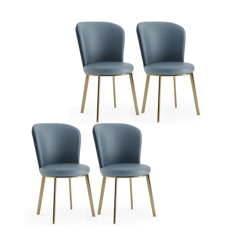 Silla de comedor de cuero Glam, sillas de comedor de metal sin brazos para uso doméstico