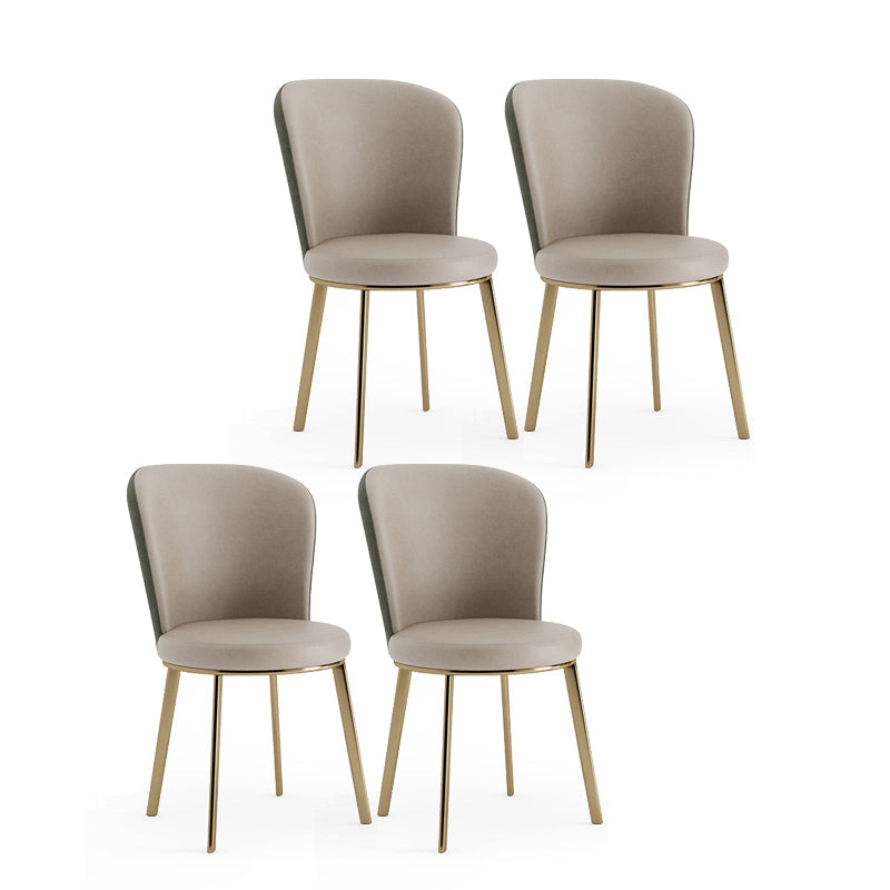 Silla de comedor de cuero Glam, sillas de comedor de metal sin brazos para uso doméstico
